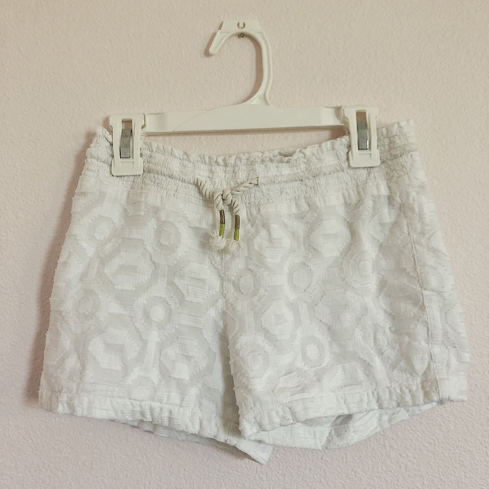 white, textured shorts